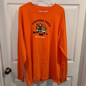 Virginia Tech Life Is Good Orange Long Sleeve Tee Shirt